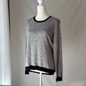 Wilfred Grey Knit Sweater w Black Contrast Trim